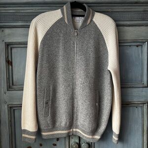 Brunello Cucinelli Cashmere Man's Wool Cashmere Bomber Jacket Size 50 NWT